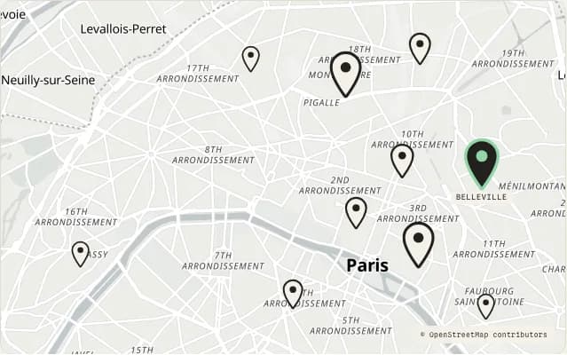 Map of Paris showing the neighborhoods AisleTrotter has walked